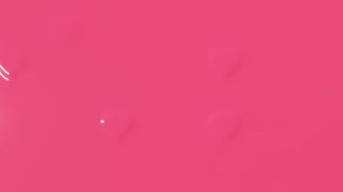 Red background with embossing hearts. Plastic extrusion animation. 3D render animation.