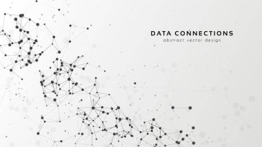 Soyut ağ vektör arkaplanı. Fütürist teknoloji kartı. Çizgiler, noktalar, üç boyutlu uzayda düzlemler