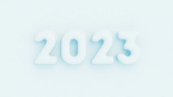 2023 Numbers Emboss White Snow Background Happy New Year Minimalistic — Fotografie, imagine de stoc