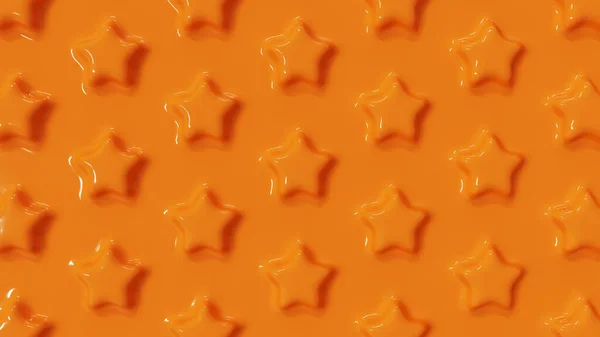 Yellow Background Embossing Stars Plastic Extrusion Render Illustration — ストック写真