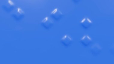 Blue background with embossing diamonds. Plastic extrusion animation. 3D render animation.