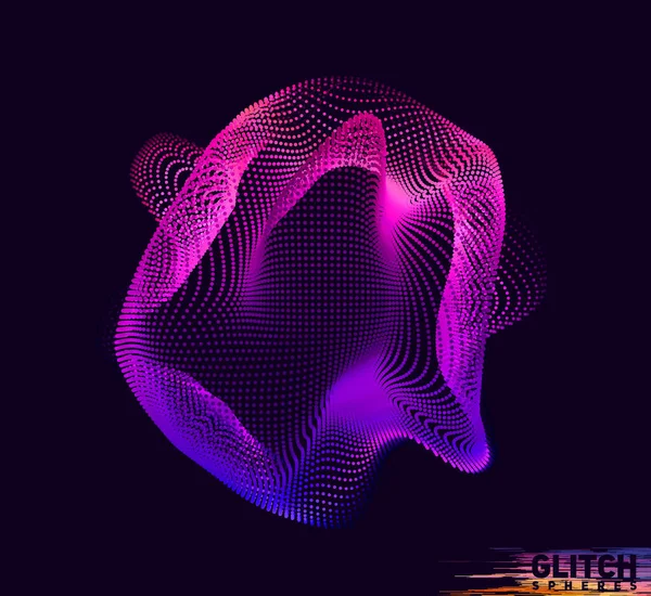 破損した紫色の点球 暗い背景に抽象ベクトルカラフルなメッシュ 未来型カード — ストックベクタ