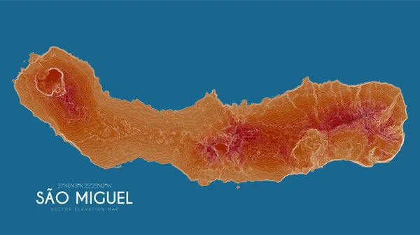 Topographic Map Sao Miguel Azores Islands Portugal Vector Detailed Elevation — Vetor de Stock