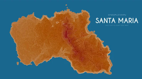 Topographic Map Santa Maria Azores Islands Portugal Vector Detailed Elevation — Stockvektor