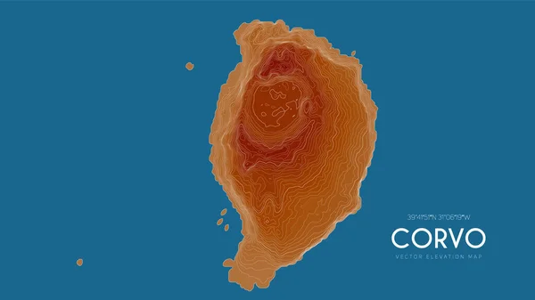 Топографическая Карта Корво Азорские Острова Португалия Векторная Детальная Карта Высоты — стоковый вектор