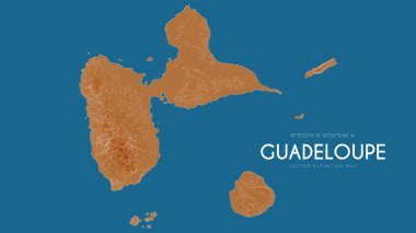 Topographic map of Guadeloupe, France. Vector detailed elevation map of island. Geographic elegant landscape outline poster