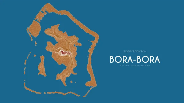 Topographic Map Bora Bora Society Islands French Polynesia Pacific Ocean — Vector de stock