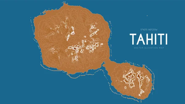 Topographic Map Tahiti Society Islands French Polynesia Pacific Ocean Vector — Stockvektor