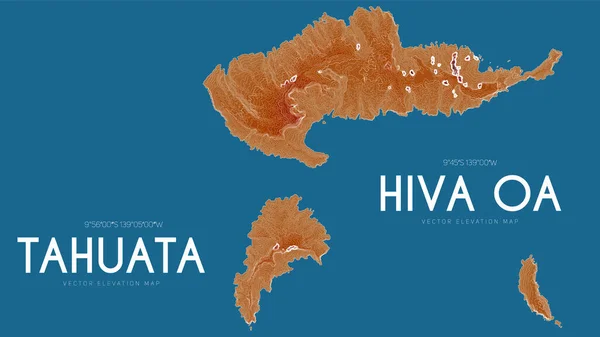 Topographic Map Hiva Tahuata Marquesas Islands French Polynesia Pacific Ocean — Archivo Imágenes Vectoriales