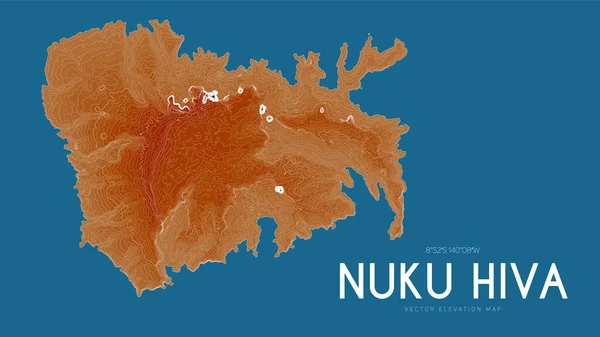 Topographic Map Nuku Hiva Marquesas Islands French Polynesia Pacific Ocean — 스톡 벡터