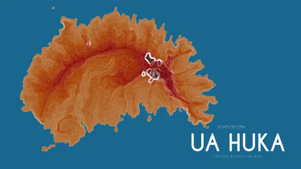 Topographic Map Huka Marquesas Islands French Polynesia Pacific Ocean Vector — Stockvektor