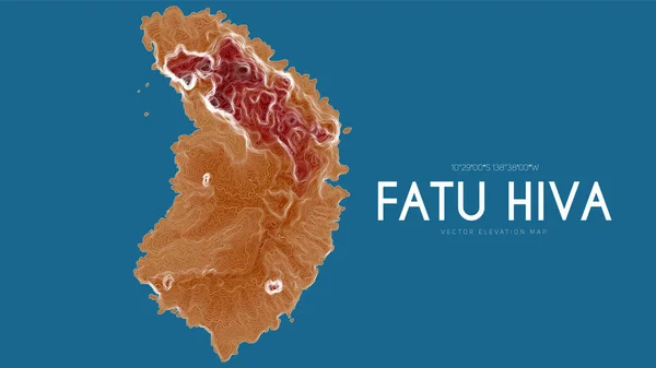 Topographic Map Fatu Hiva Marquesas Islands French Polynesia Pacific Ocean — 스톡 벡터