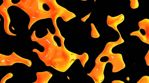 Υγρό Μεταλλικό Σταγόνες Y2K Πορτοκαλί Φόντο Δυναμικές Ιριδίζουσες Μορφές Ρετροϊού — Φωτογραφία Αρχείου