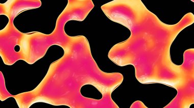 Fluid metallic drops y2k reddish background. Dynamic iridescent retrowave liquid forms. 3d render illustration.