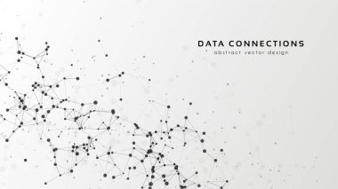 Soyut ağ vektör arkaplanı. Fütürist teknoloji kartı. Çizgiler, noktalar, üç boyutlu uzayda düzlemler