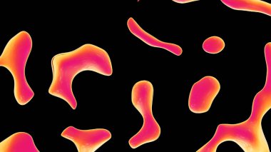 Fluid metallic drops y2k reddish background. Dynamic iridescent retrowave liquid forms. 3d render illustration.