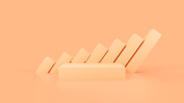 Podium scene. Minimal geometric empty stage. Diagonal bars composition. 3d render illustration.