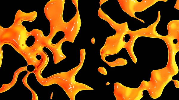 Fluid Metallic Drops Y2K Orange Background Dynamic Iridescent Retrowave Liquid — Stok fotoğraf