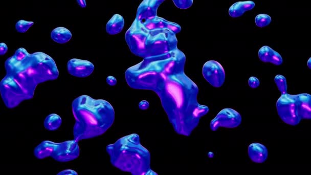 Sıvı Holografik Cam Arka Planı Düşürür Dinamik Yanardöner Retrodalga Sıvı — Stok video