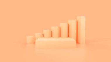 Podium scene. Minimal geometric empty stage. Ascending bars composition. 3d render illustration.