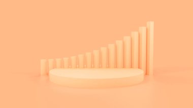 Podyum sahnesi. Minimum geometrik boş sahne. Yükselen sütunlar bileşimi. 3d resimleme.