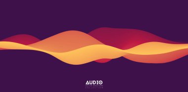 Ses dalgası görselleştirmesi. Üç boyutlu, turuncu, katı dalga formu. Ses örnekleme deseni