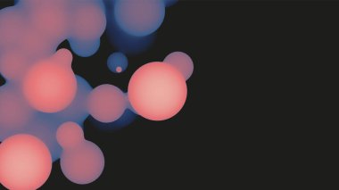 Menekşe topları ile soyut 3D sıvı meta-meta şekil. Sentetik sıvı pastel renkte organik damlacıklar.