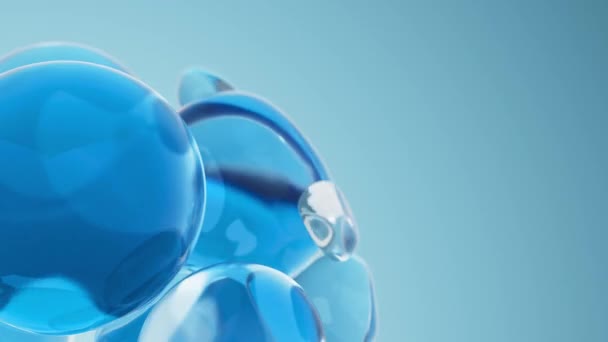 Закрыть Голубые Масляные Пузыри Абстрактно Натуральная Косметика Эфирные Капли Масла — стоковое видео