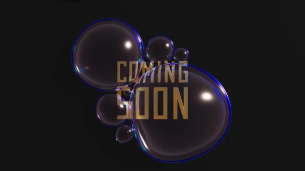 Glass Drops Golden Coming Soon Text Dark Backdrop Social Media — Stock Video