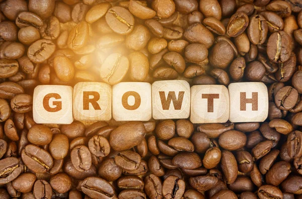 Kávéüzlet Között Kávébab Kockák Amelyek Azt Mondják Növekedés — Stock Fotó