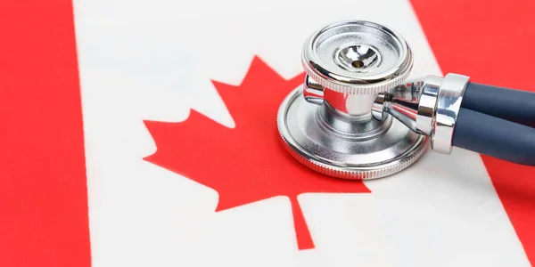Medicine Economics Concept Stethoscope Flag Canada — Stock Photo, Image