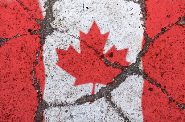 Vlag Van Canada Gebarsten Stoep Het Concept Van Crisis Wanbetaling — Stockfoto