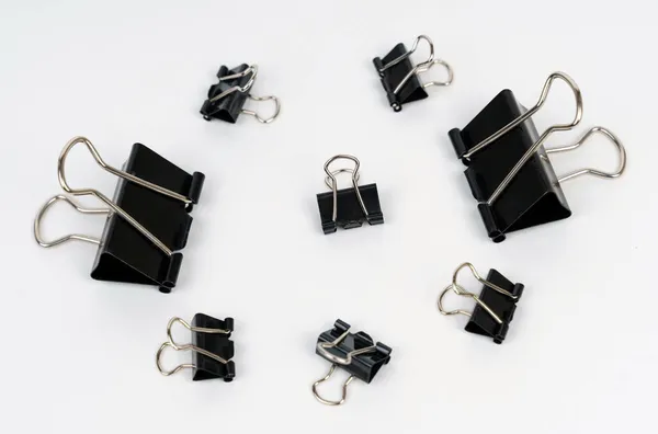 Office Black Clips Different Sizes White Background — Stock Photo, Image