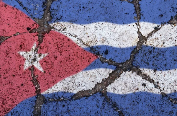 Cuba Vlag Gebarsten Asfalt Het Concept Van Crisis Wanbetaling Economische — Stockfoto