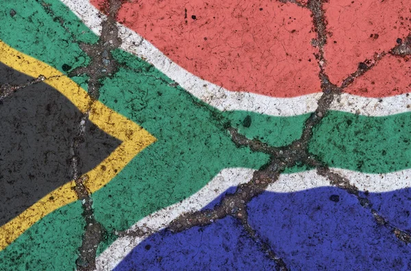 Bandera República Sudáfrica Sobre Asfalto Agrietado Concepto Crisis Impago Colapso —  Fotos de Stock