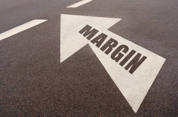 Concepto Negocios Finanzas Marcas Una Flecha Con Inscripción Margen — Foto de Stock