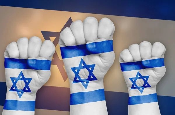 Bandiera Israele Disegnata Pugno Serrato Sullo Sfondo Concetto Protesta Potere — Foto Stock