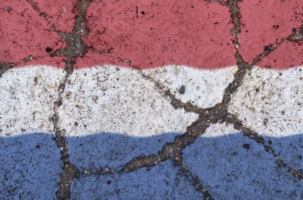 Ολλανδική Σημαία Ραγισμένη Άσφαλτο Έννοια Της Κρίσης Της Χρεοκοπίας Της — Φωτογραφία Αρχείου