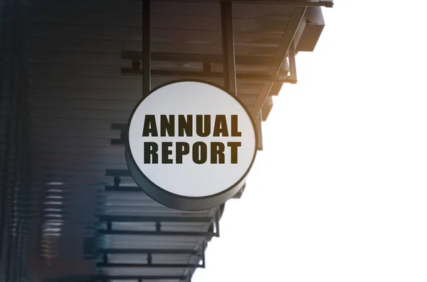 Business Economics Circular Sign Roof Building Says Annual Report — Stockfoto