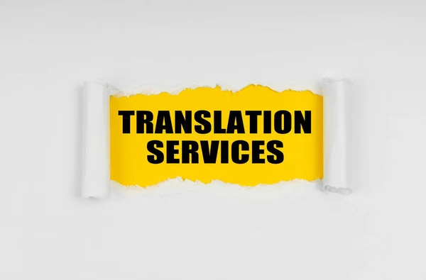 Education Concept Window Made Paper Yellow Background Inscription Translation Services — Stockfoto