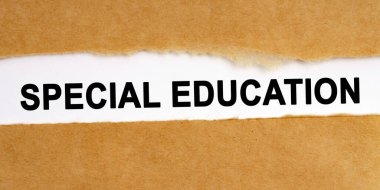 El sanatları kağıdının ortasında beyaz arka planda özel eğitim yazısının olduğu bir alan var.