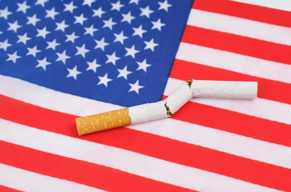 Smoking Concept Broken Cigarette Flag Symbol Harm Smoking — стокове фото