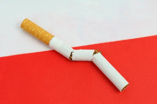 Smoking Concept Broken Cigarette Flag Poland Symbol Harm Smoking — 图库照片