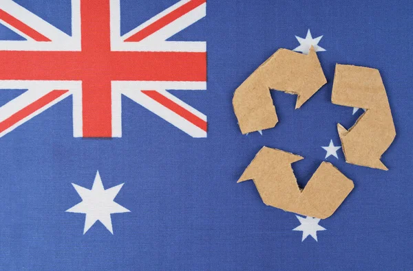 Ökológia Ausztrália Zászlaján Van Egy Újrahasznosító Szimbólum — Stock Fotó