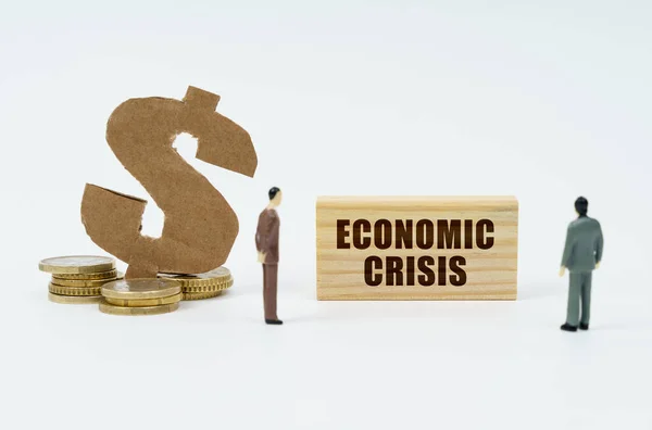 Economisch Financieel Concept Een Witte Achtergrond Munten Een Dollarsymbool Figuren — Stockfoto