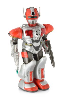 oyuncak robot izole beyaz zemin üzerine