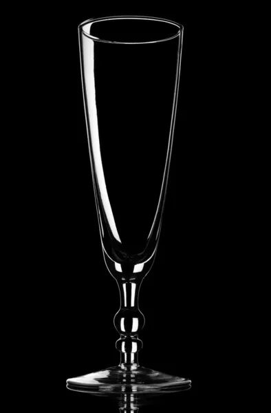 Empty champagne glass on black background — Stock Photo, Image