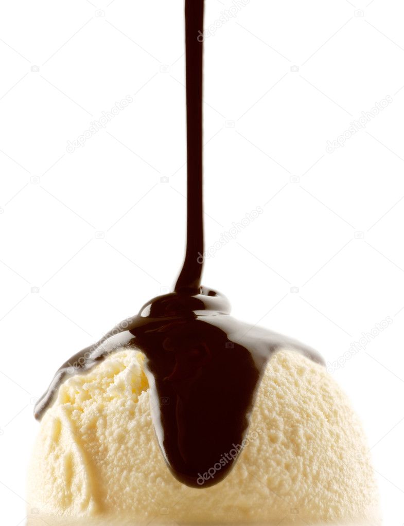 Vanilla ice cream with chocolate