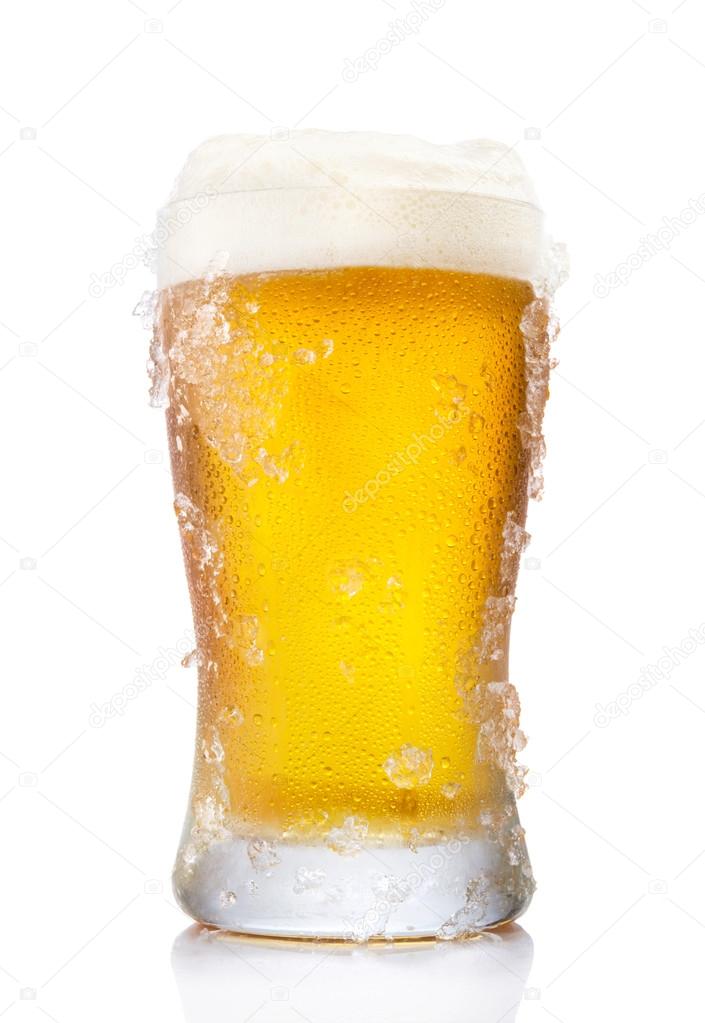 Frosty pint glass of beer