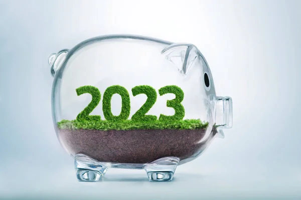 2023 Good Year Business Grass Growing Shape Year 2023 Transparent — Stockfoto